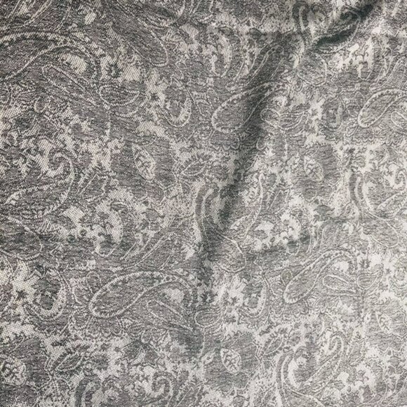 Vintage Pashmina Silk Shawl 1990s, Black & Grey Paisley Jacquard, 70×180 cm - Picture 10 of 11